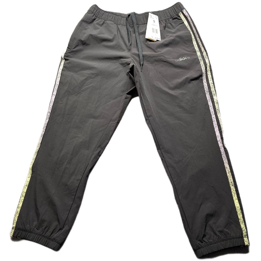Adidas 7/8 Track Pants Women S Black Tapered Leg Elastic Waist Drawstring FM6139